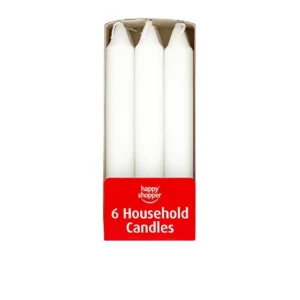6 WHITE HOUSEHOLD CANDLES